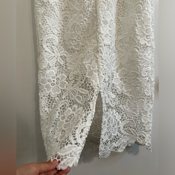 FOREVER 21 Lace Overlay White Midi Dress EUC - Picture 6 of 13